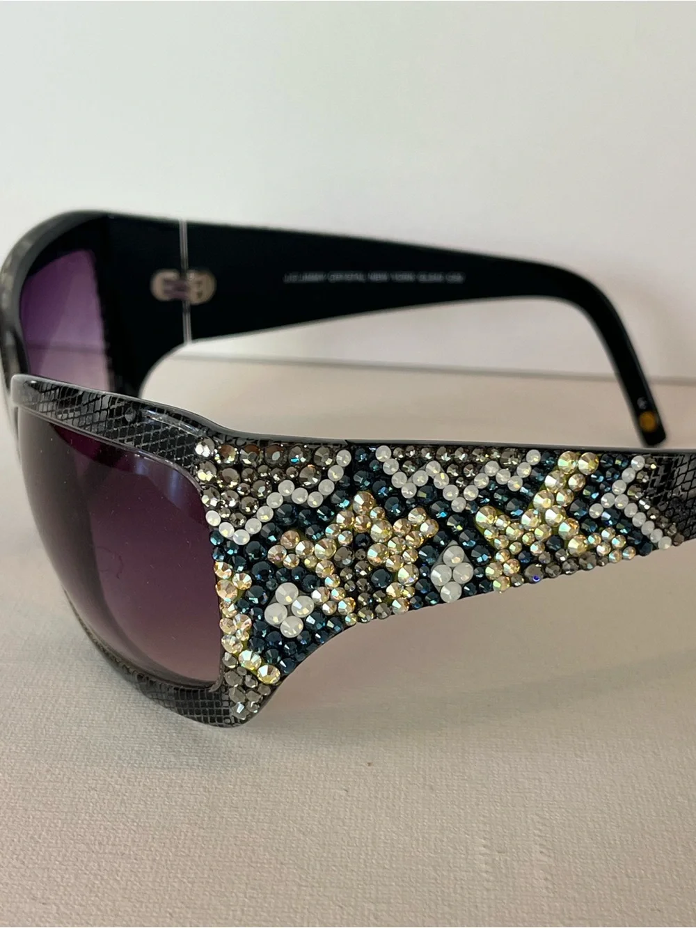 Jimmy Crystal GL840 C50 Swarovski Butterfly Oversized Sunglasses Black